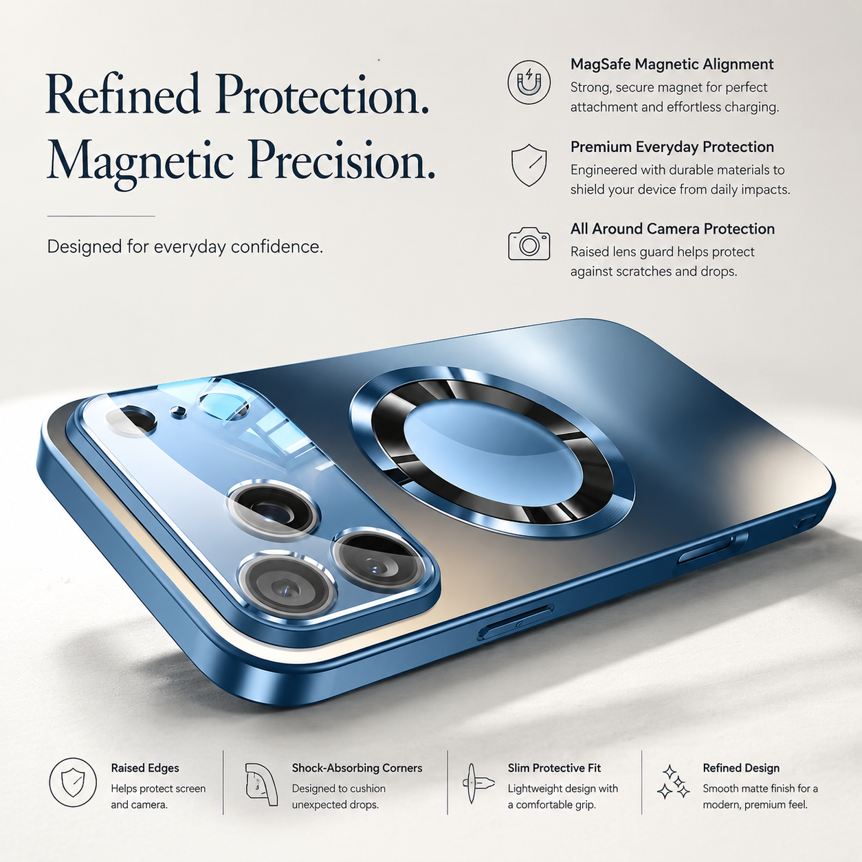 Premium Luxury iPhone Case MagSafe Compatible Titanium Metallic Matte Cover PC TPU Back Shockproof Camera Protection Ultra Thin Full Coverage Design Finish