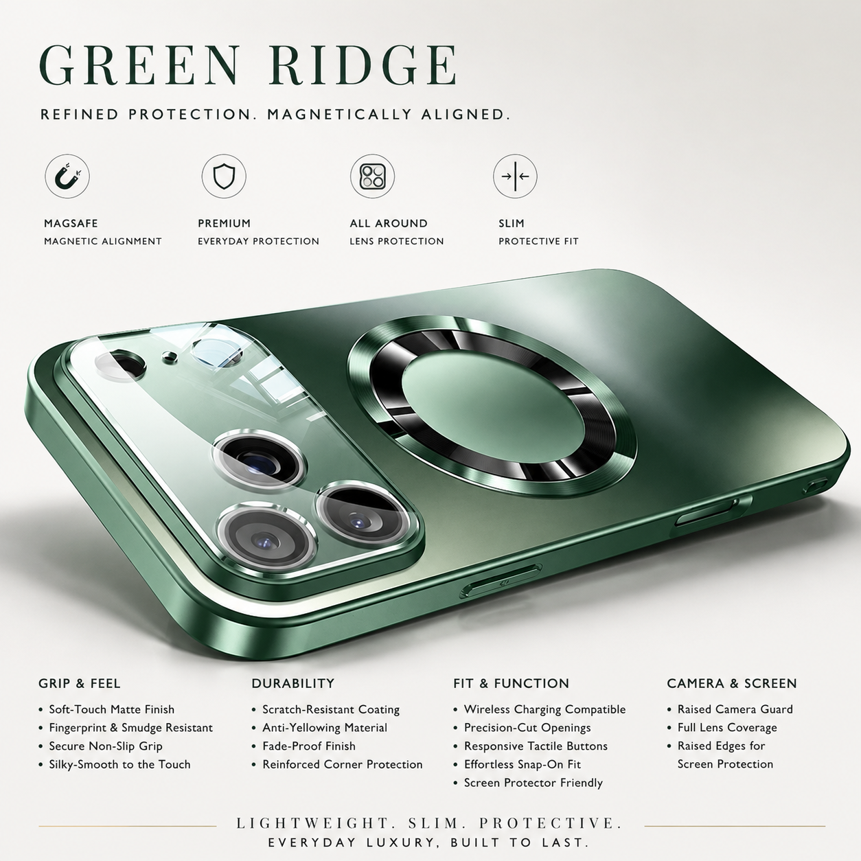 Premium Luxury iPhone Case MagSafe Compatible Titanium Metallic Matte Cover PC TPU Back Shockproof Camera Protection Ultra Thin Full Coverage Design Finish