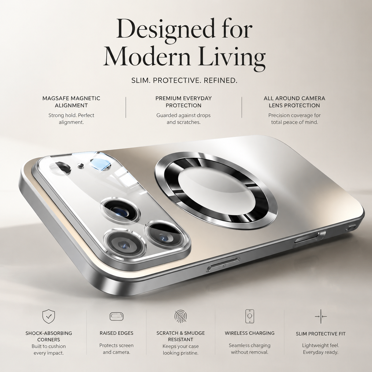 Premium Luxury iPhone Case MagSafe Compatible Titanium Metallic Matte Cover PC TPU Back Shockproof Camera Protection Ultra Thin Full Coverage Design Finish