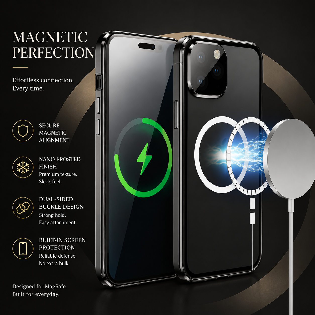 Premium Luxury iPhone Case MagSafe Compatible Transparent Aluminum Frame Tempered Glass Full Body Cover Shockproof Camera Protection Durable Design