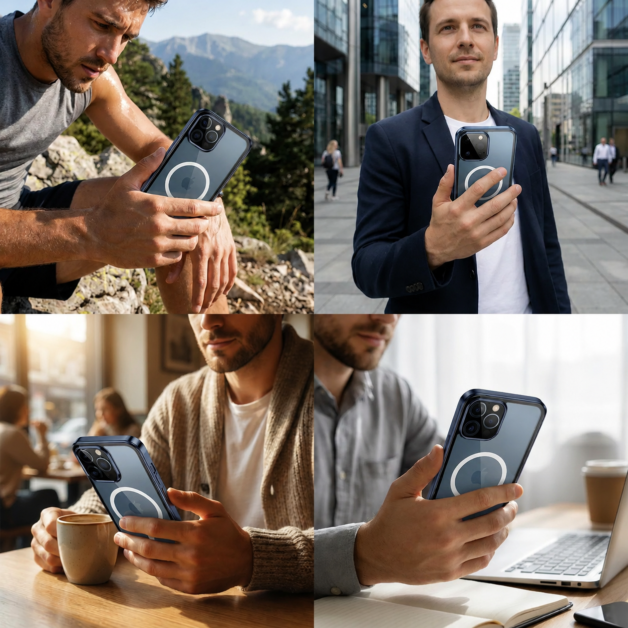 Premium Luxury iPhone Case MagSafe Compatible Transparent Aluminum Frame Tempered Glass Full Body Cover Shockproof Camera Protection Durable Design