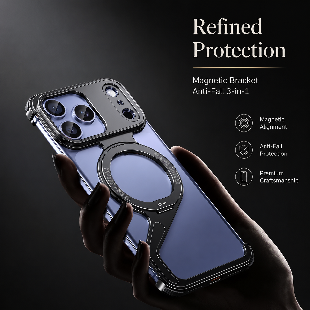 Premium Luxury iPhone Case MagSafe Compatible Z Shape Aluminum Alloy Frameless Cover Metal Shockproof Slim Minimal Protective Durable Design