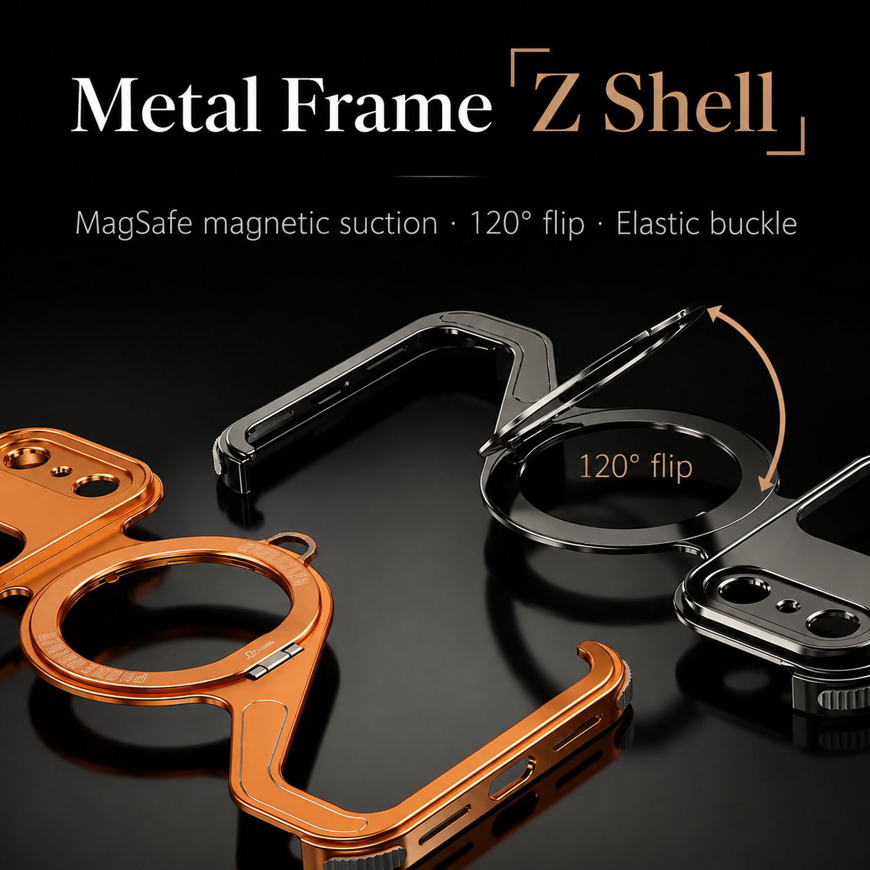 Premium Luxury iPhone Case MagSafe Compatible Z Shape Aluminum Alloy Frameless Cover Metal Shockproof Slim Minimal Protective Durable Design