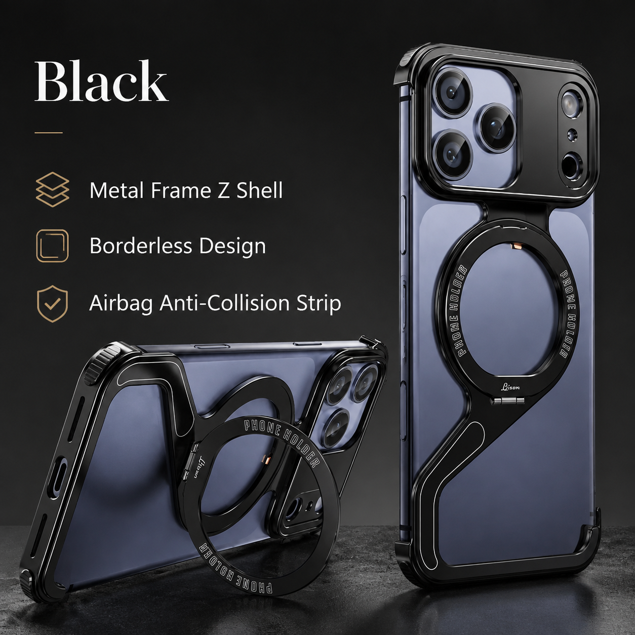 Premium Luxury iPhone Case MagSafe Compatible Z Shape Aluminum Alloy Frameless Cover Metal Shockproof Slim Minimal Protective Durable Design