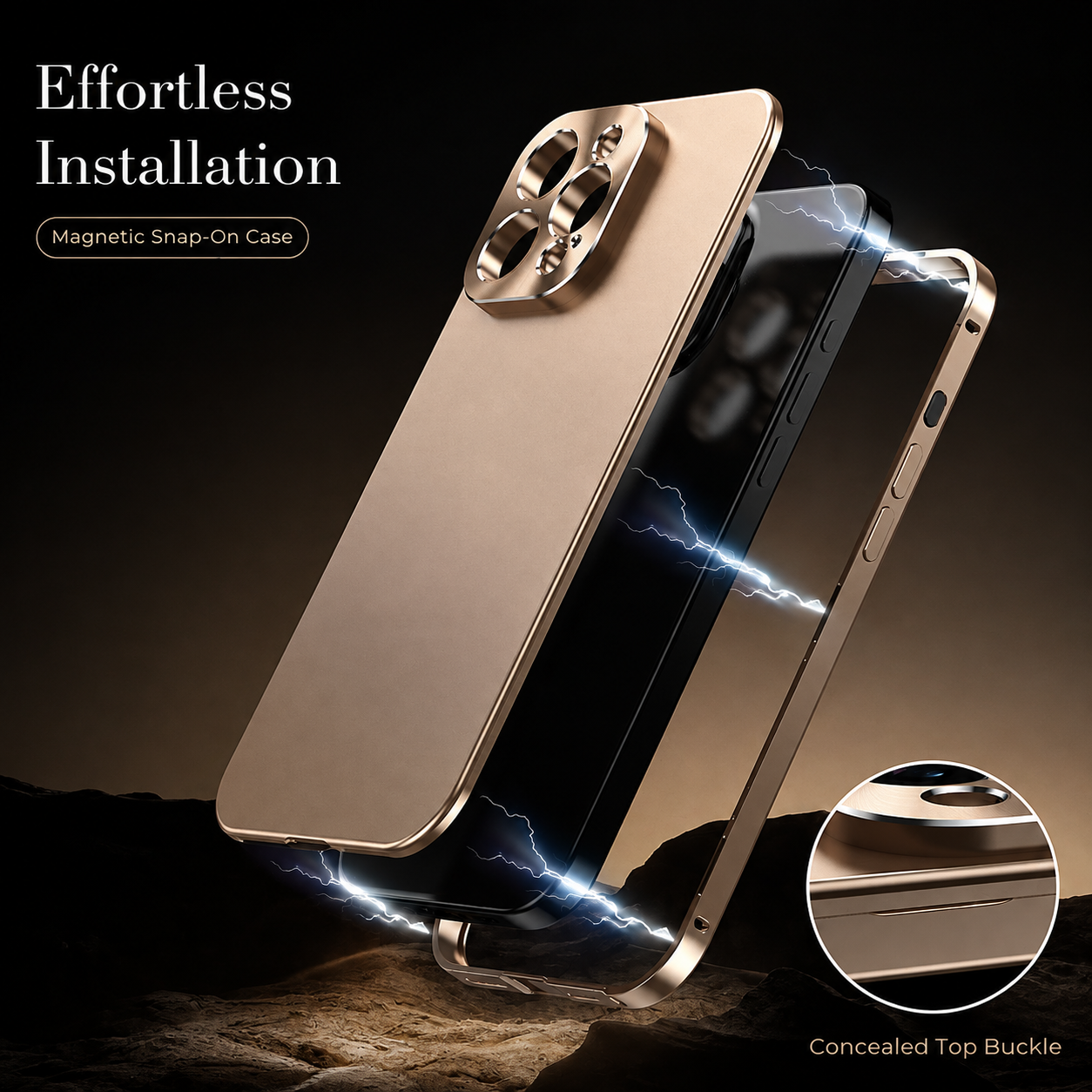 Premium Luxury iPhone Case Magnetic Aluminum Frame Cover Shockproof Full Camera Protection Slim Metal Design Wireless Charging Compatible Finish