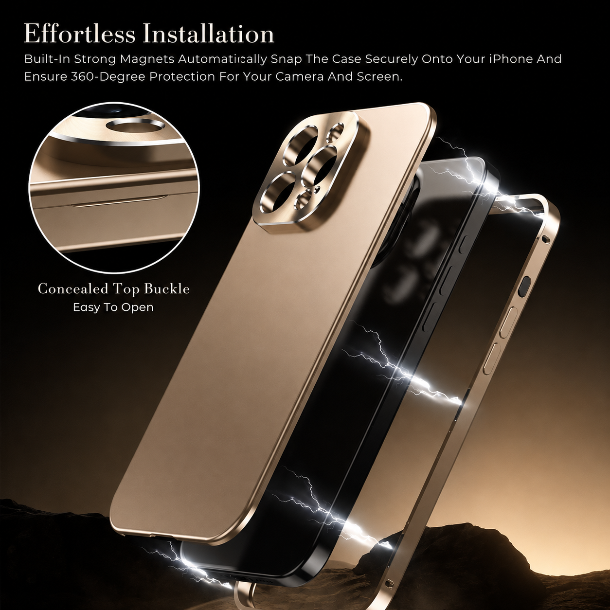 Premium Luxury iPhone Case Magnetic Aluminum Frame Cover Shockproof Full Camera Protection Slim Metal Design Wireless Charging Compatible Finish