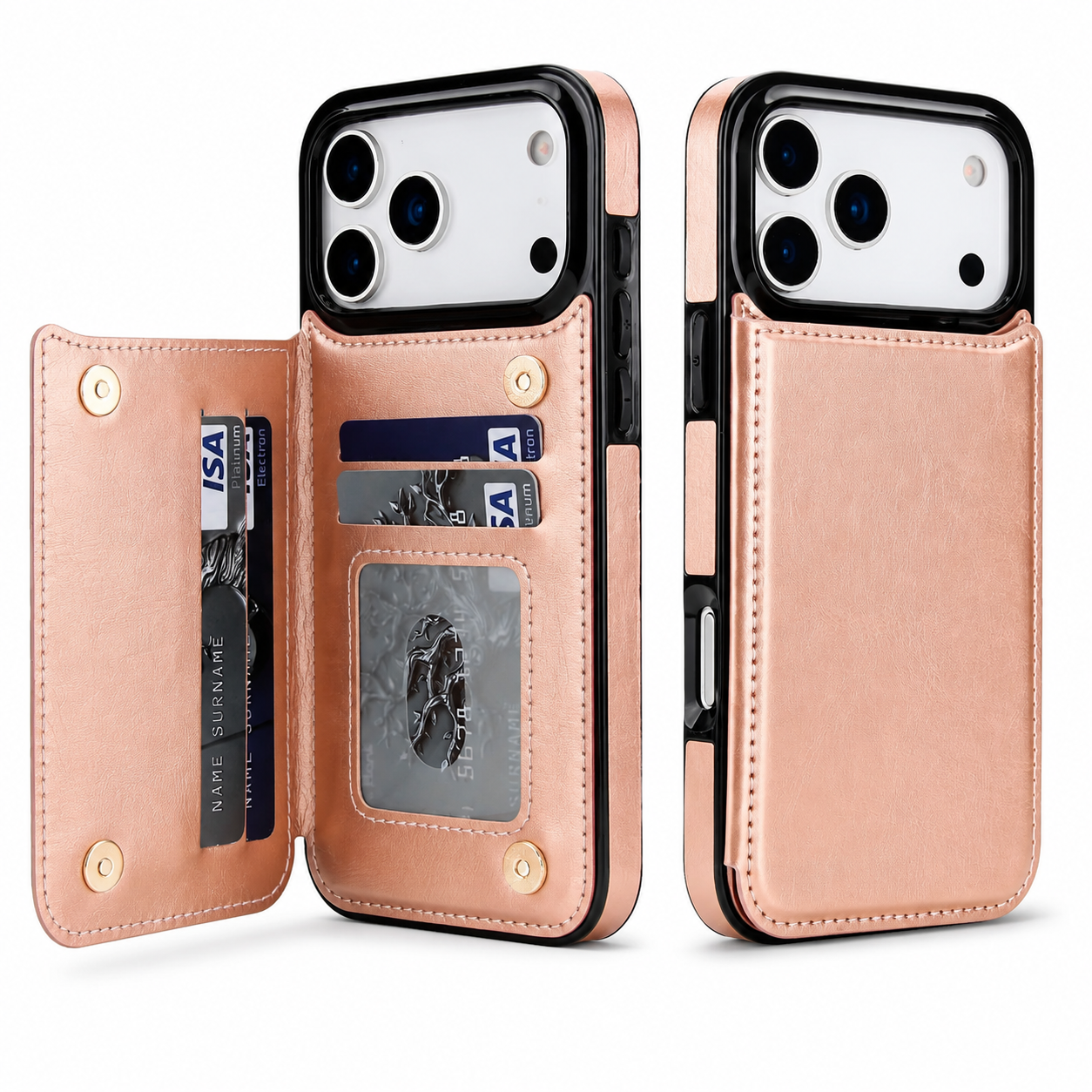 Premium Luxury iPhone Case Magnetic Flip Wallet Cover Faux Leather Card Holder Kickstand Shockproof Full Body Camera Protection Slim Design Finish