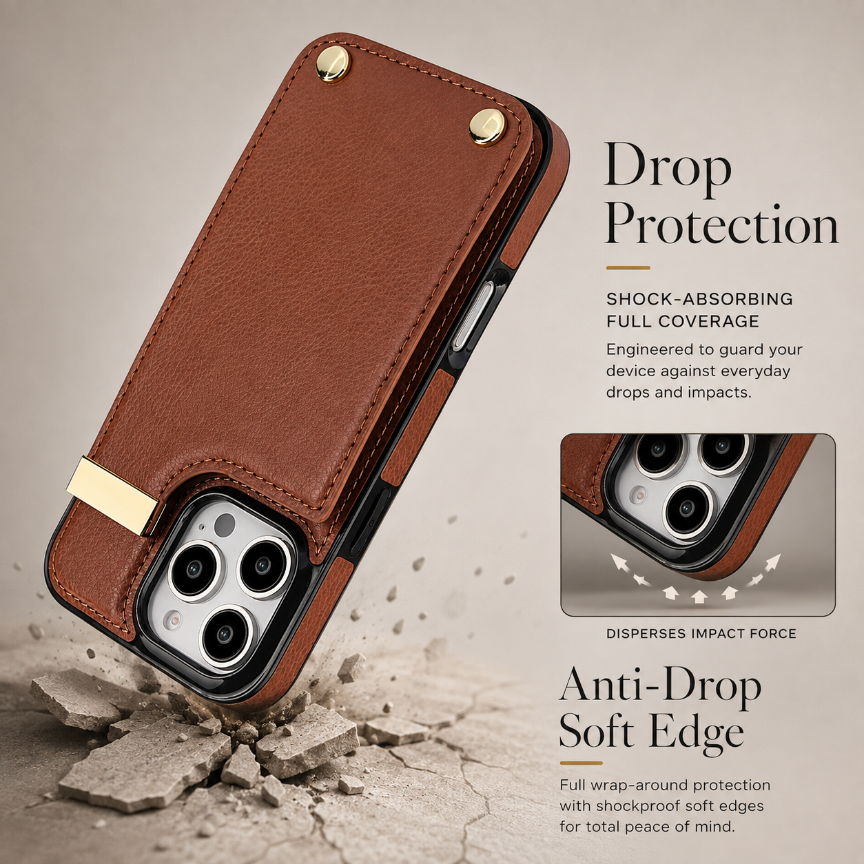 Premium Luxury iPhone Case PU Leather Wallet Flip Cover Card Holder Secure Pocket Magnetic Closure Shockproof Full Body Protection Slim Design Finish