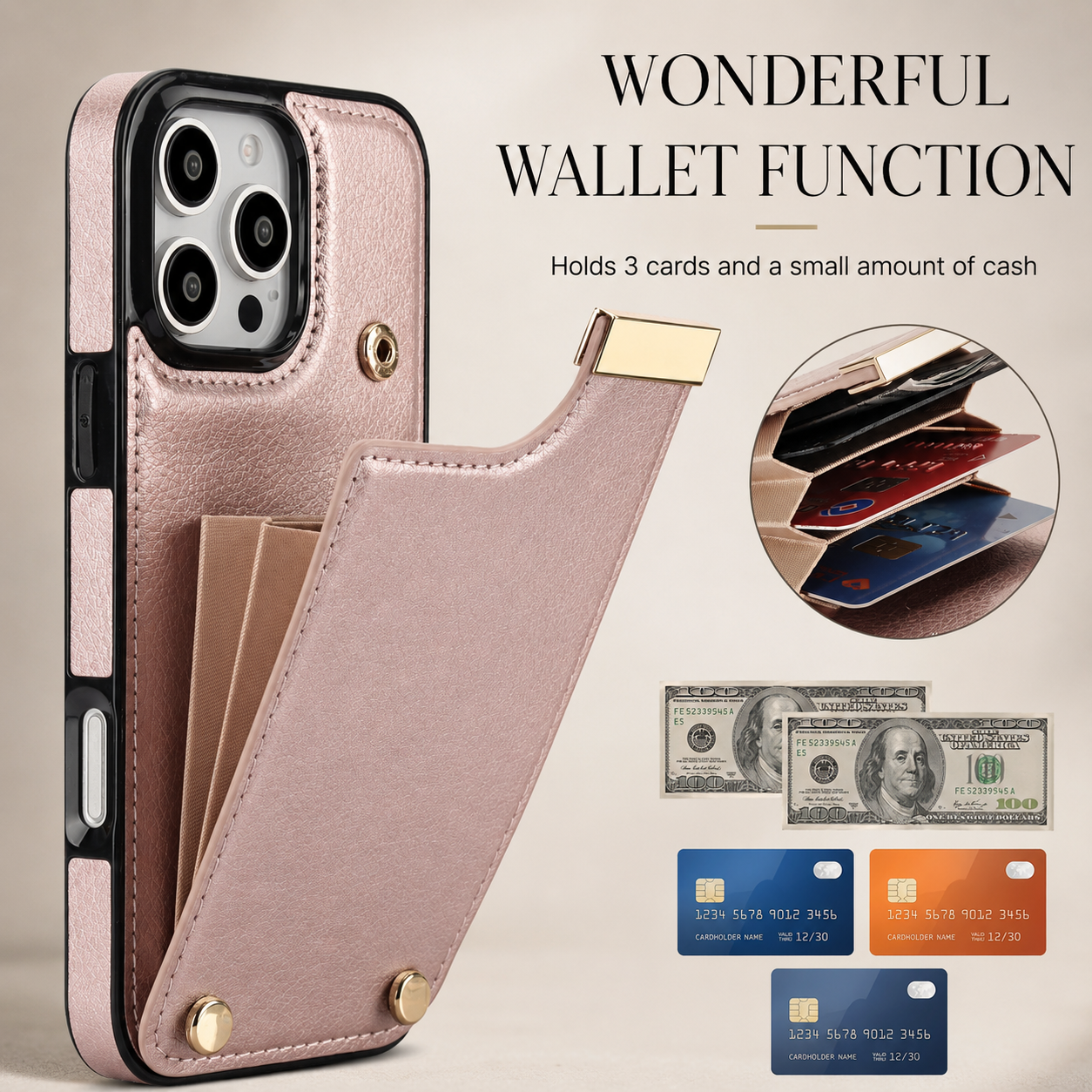 Premium Luxury iPhone Case PU Leather Wallet Flip Cover Card Holder Secure Pocket Magnetic Closure Shockproof Full Body Protection Slim Design Finish