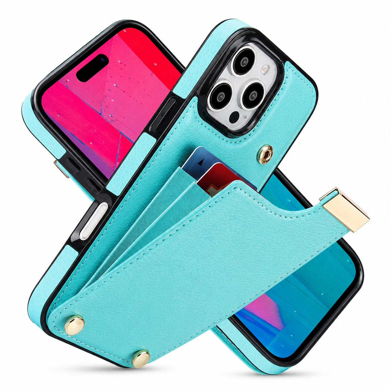 Premium Luxury iPhone Case PU Leather Wallet Flip Cover Card Holder Secure Pocket Magnetic Closure Shockproof Full Body Protection Slim Design Finish