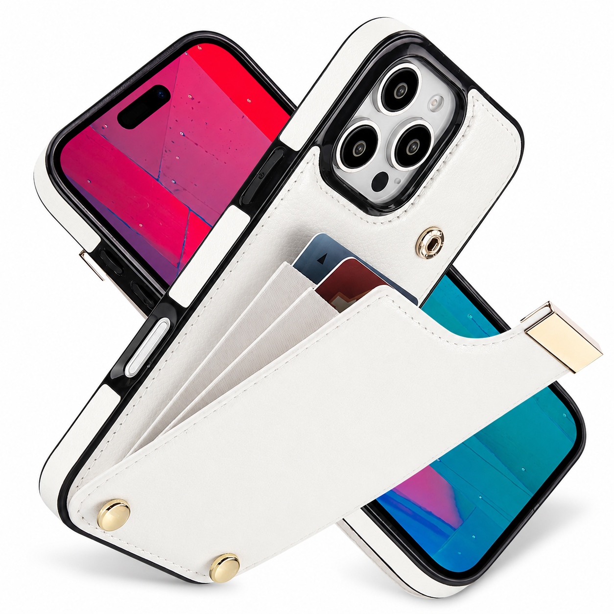 Premium Luxury iPhone Case PU Leather Wallet Flip Cover Card Holder Secure Pocket Magnetic Closure Shockproof Full Body Protection Slim Design Finish