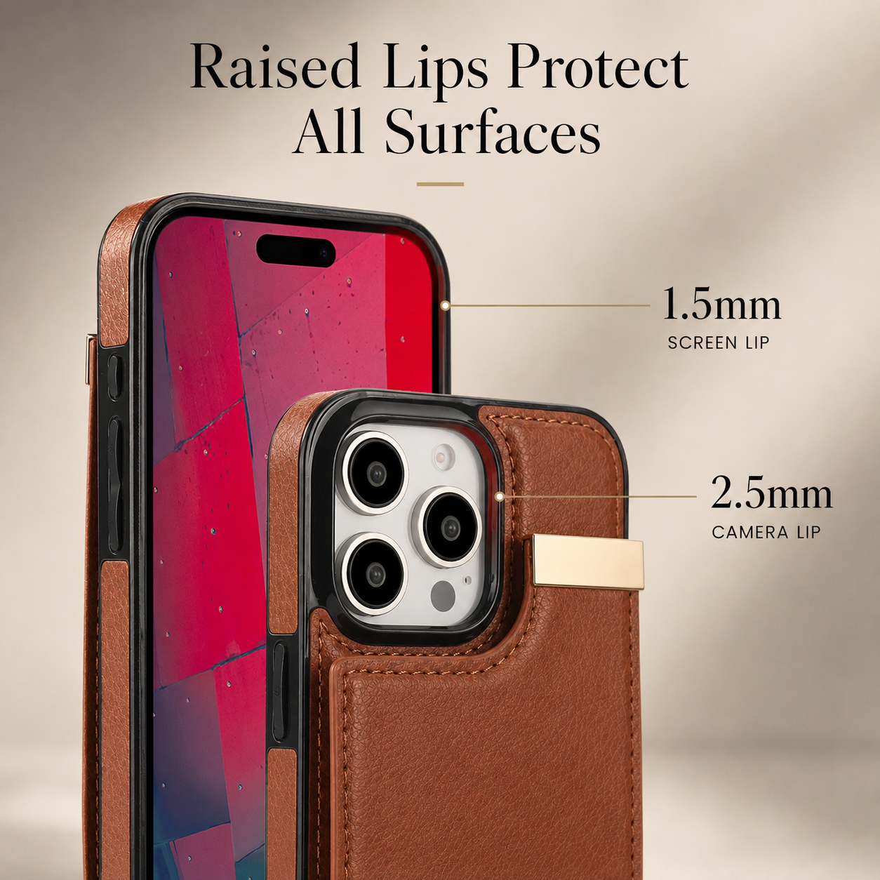 Premium Luxury iPhone Case PU Leather Wallet Flip Cover Card Holder Secure Pocket Magnetic Closure Shockproof Full Body Protection Slim Design Finish