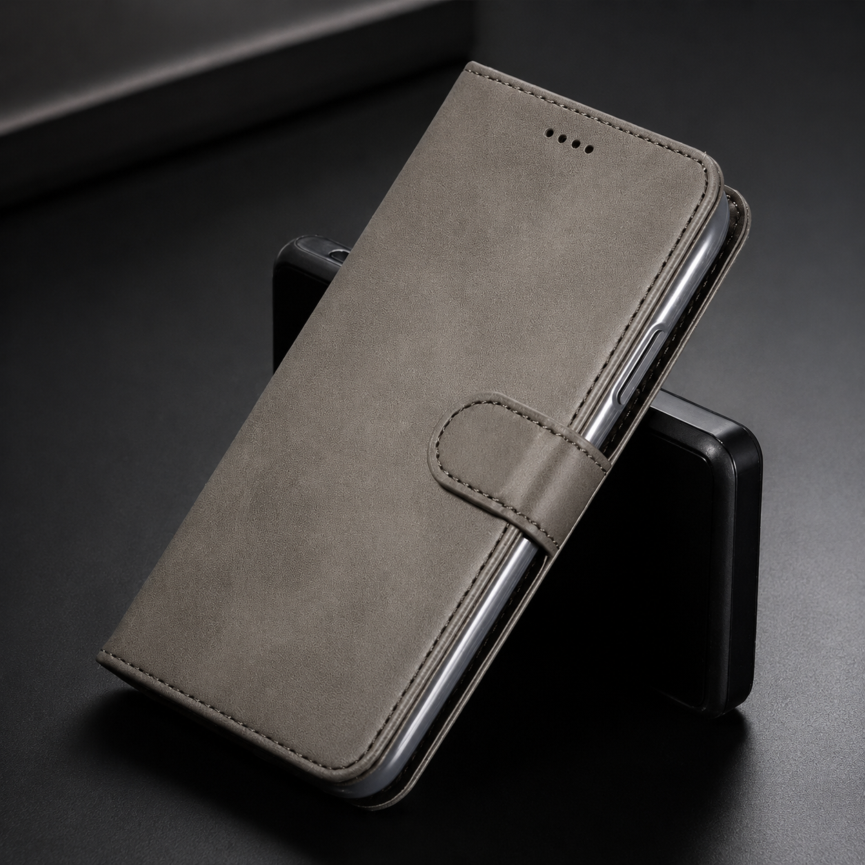 Premium Luxury iPhone Case PU Leather Wallet Flip Cover Card Slot Magnetic Closure Shockproof Full Body Protection Slim Elegant Design Finish