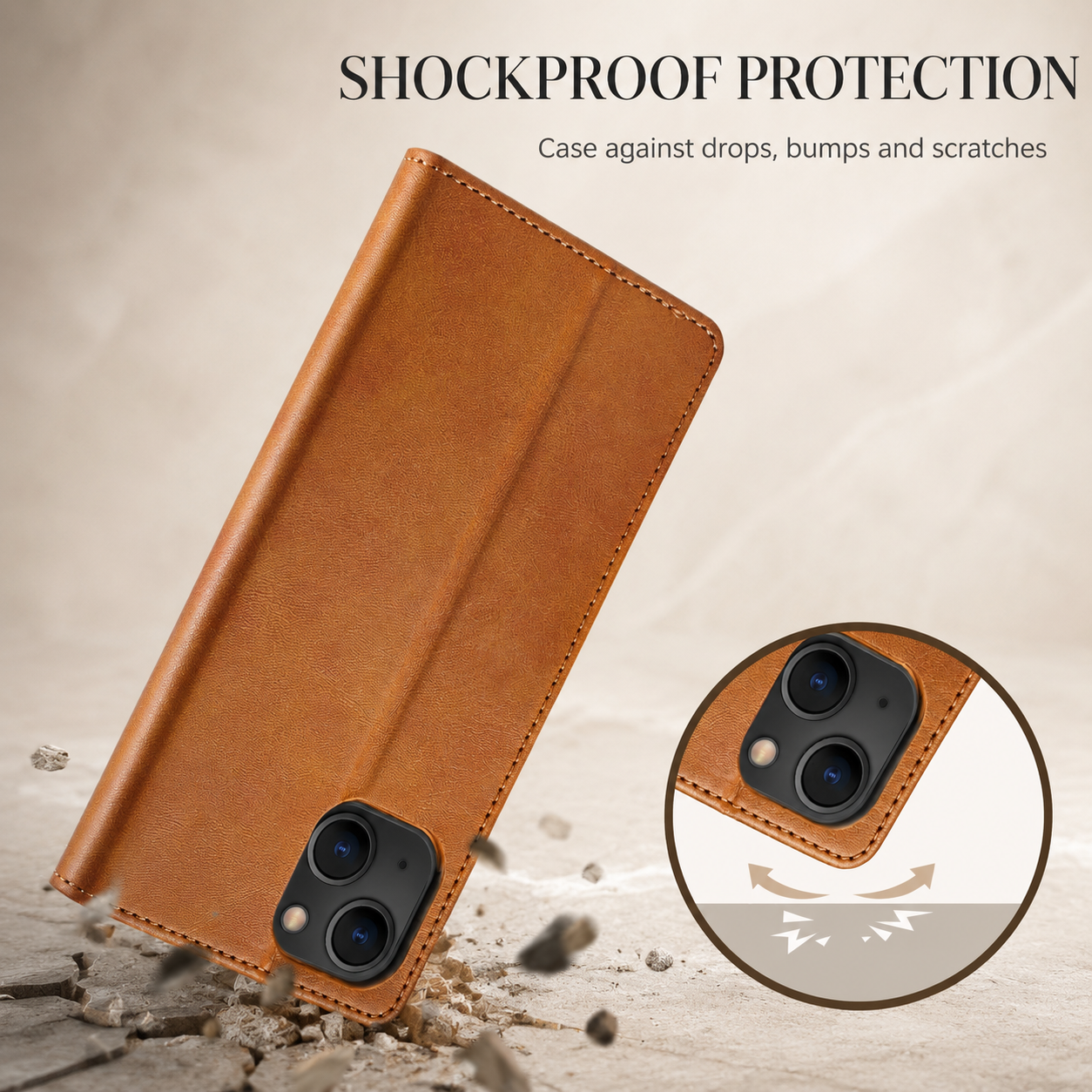 Premium Luxury iPhone Case PU Leather Wallet Flip Cover Card Slot Magnetic Closure Shockproof Full Body Protection Slim Elegant Design Finish