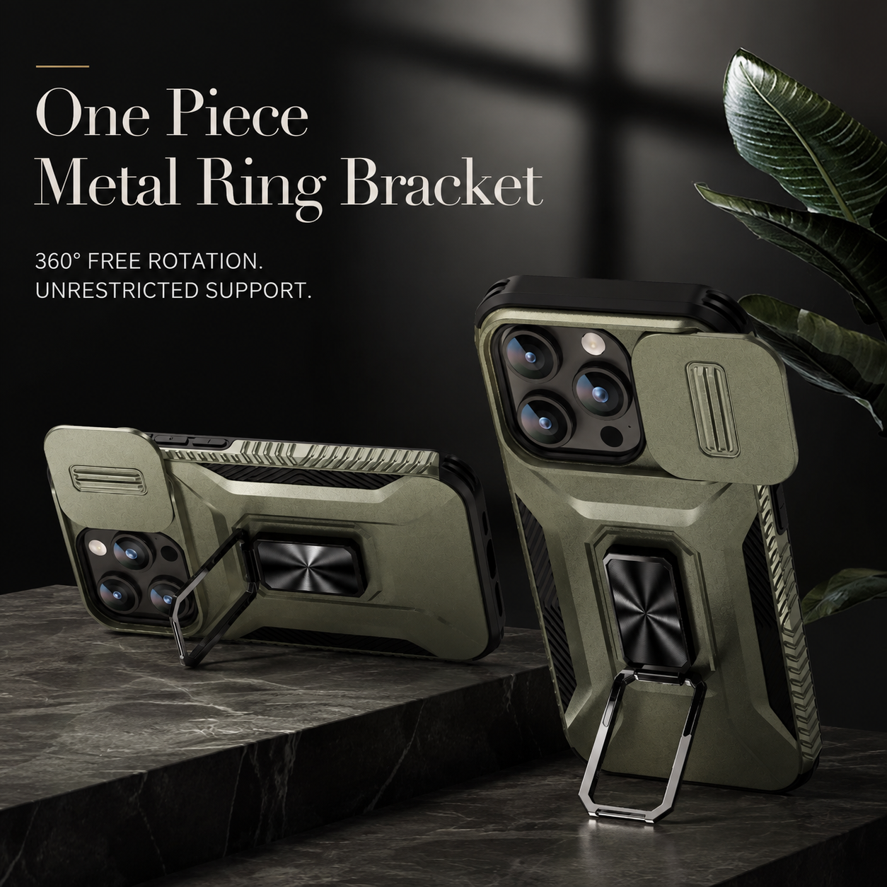 Premium Luxury iPhone Case Shockproof Cover Full Body Protection Sliding Camera Lens Guard Rotary Stand Anti Slip Grip Durable Design Finish