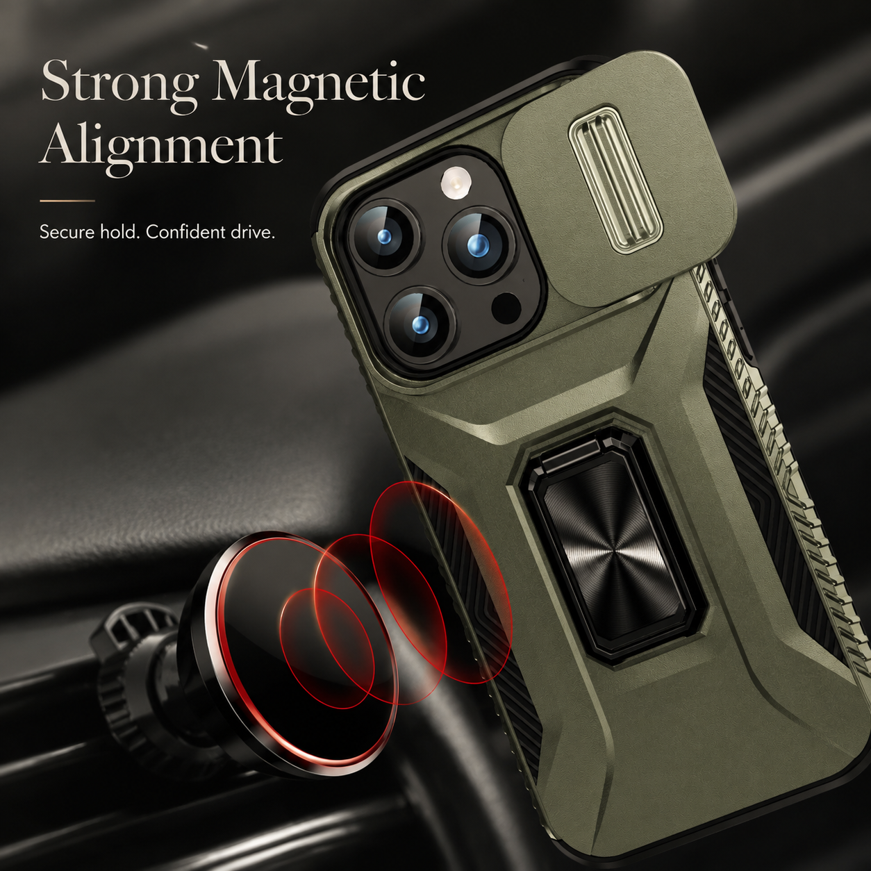 Premium Luxury iPhone Case Shockproof Cover Full Body Protection Sliding Camera Lens Guard Rotary Stand Anti Slip Grip Durable Design Finish