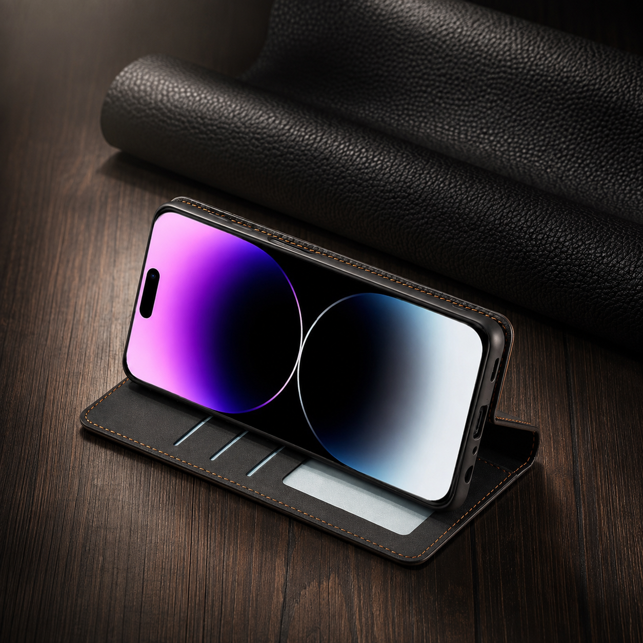 Premium Luxury iPhone Case Suede Leather Wallet Cover Card Holder Magnetic Closure Shockproof Full Body Protection Slim Protective Design Finish Style