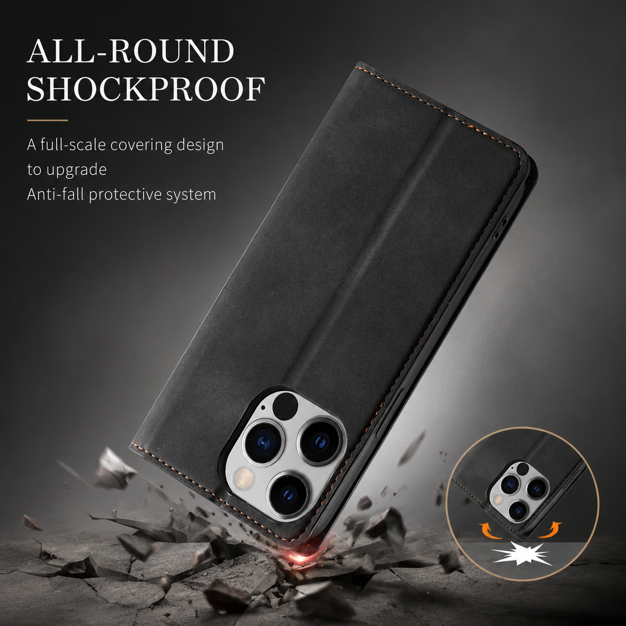 Premium Luxury iPhone Case Suede Leather Wallet Cover Card Holder Magnetic Closure Shockproof Full Body Protection Slim Protective Design Finish Style