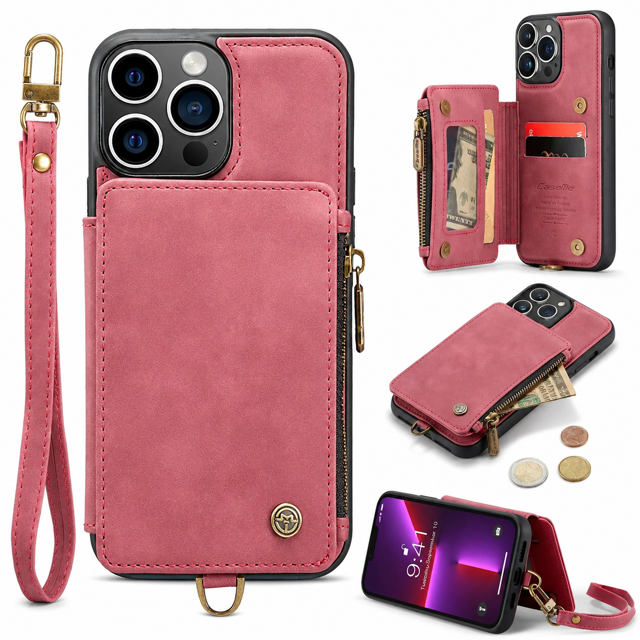 Premium Luxury iPhone Case Wallet MagSafe Compatible Leather Card Holder Stand Shockproof Camera Lens Protection Slim Protective Design Finish