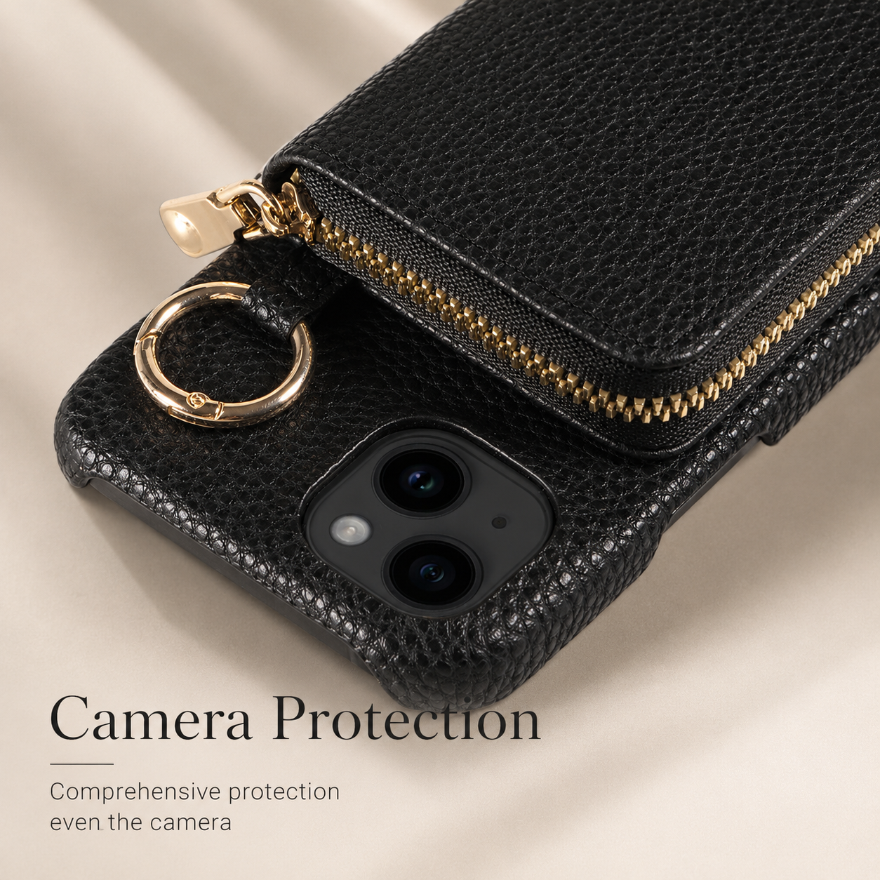 Premium Luxury iPhone Case Zipper Wallet Crossbody Cover PU Leather Card Holder Lanyard Strap Magnetic Closure Shockproof Full Protection Slim Design Finish