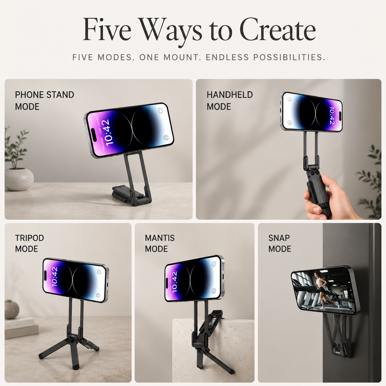 Premium MagSafe Magnetic Phone Tripod Stand Ultra Slim Pocket Phone Holder N52 Magnetic Grip 360 Adjustable Stand Compatible with iPhone