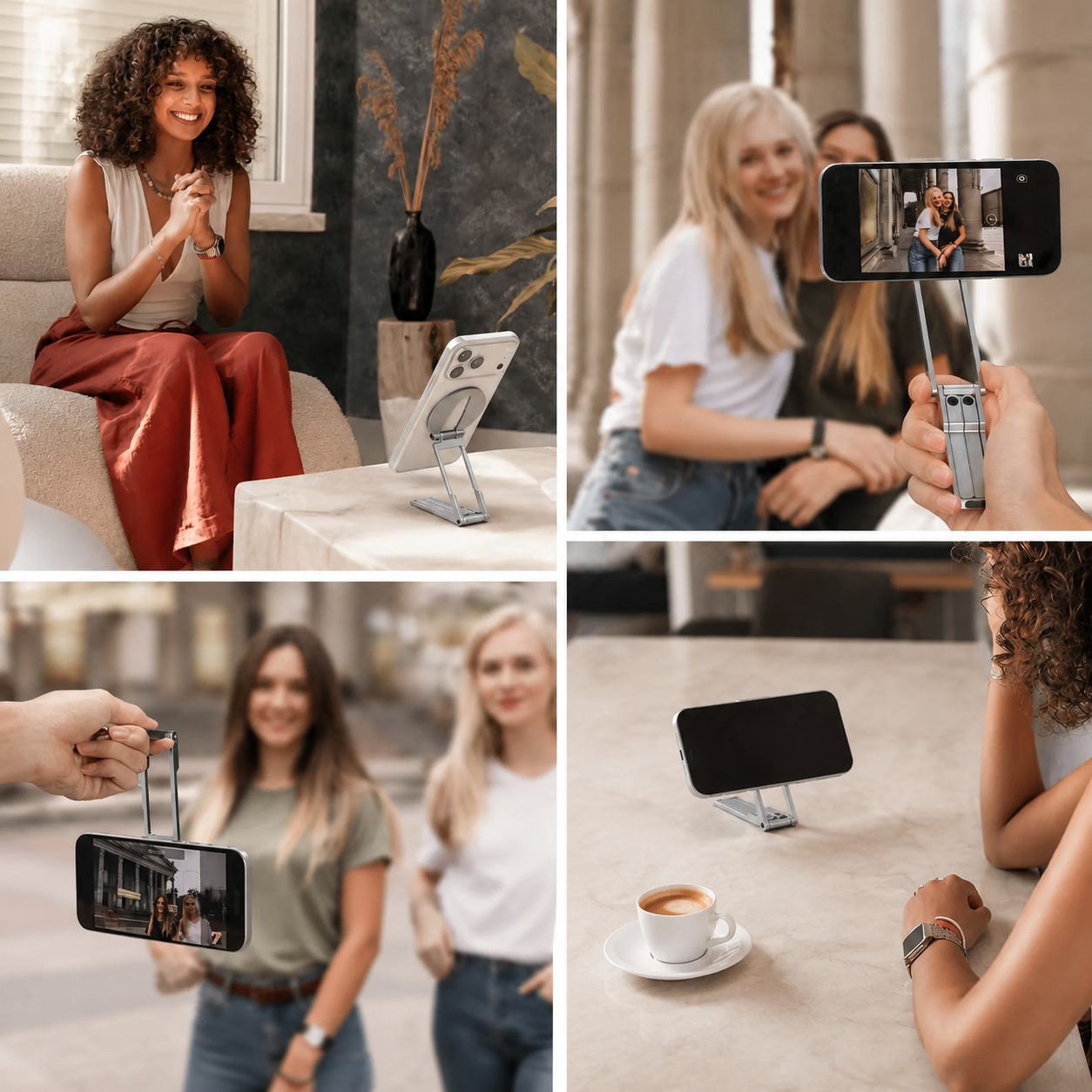Premium MagSafe Magnetic Phone Tripod Stand Ultra Slim Pocket Phone Holder N52 Magnetic Grip 360 Adjustable Stand Compatible with iPhone