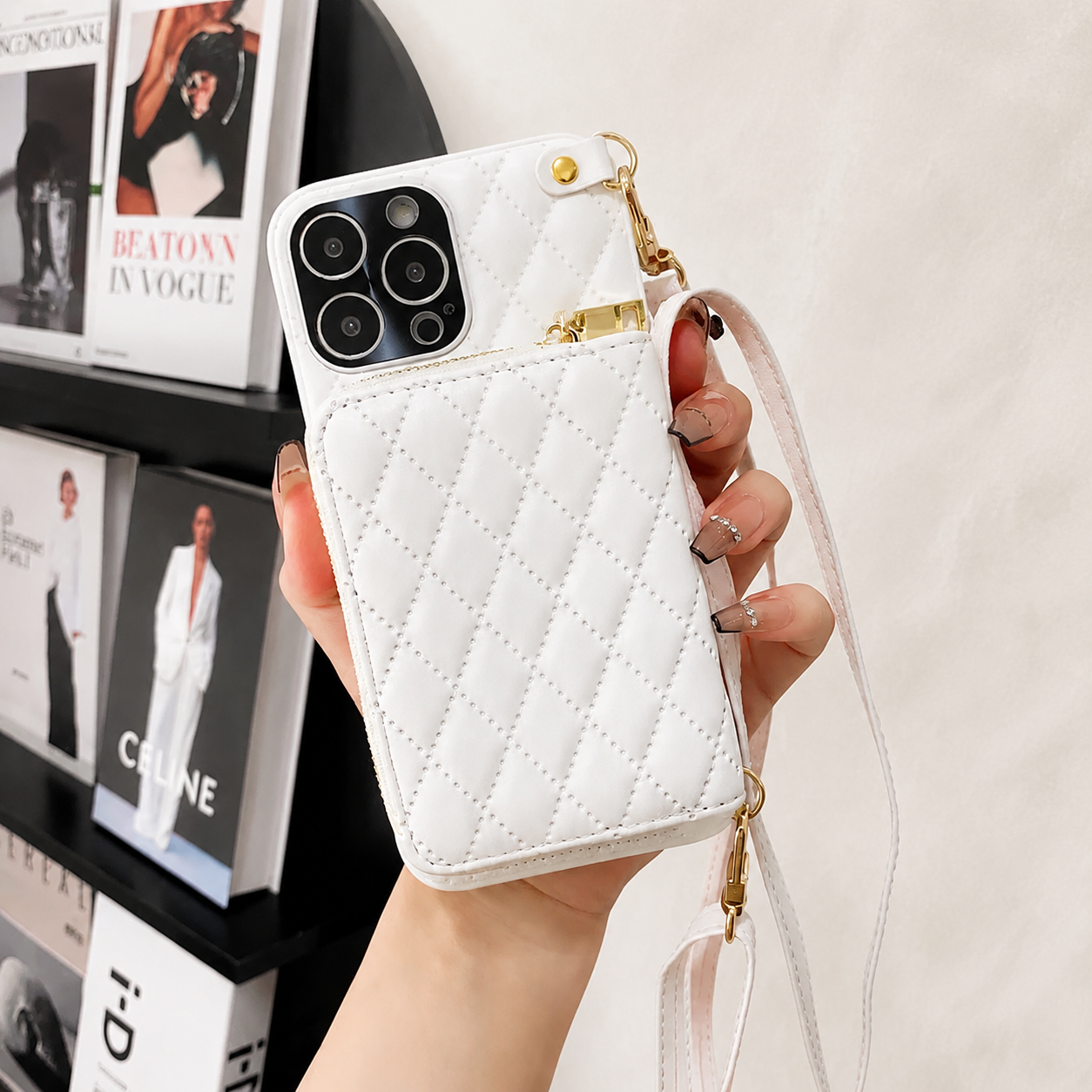 Premium MagSafe iPhone Case Wallet Crossbody PU Leather Zipper Pouch Card Holder Strap Magnetic Closure Shockproof Protective Cover