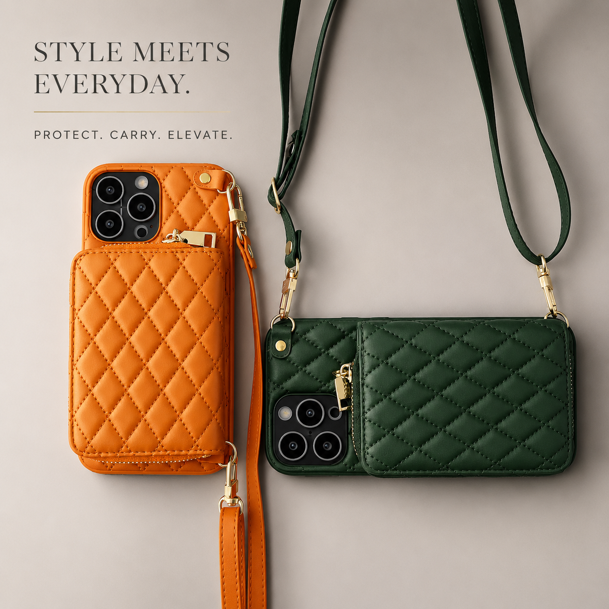 Premium MagSafe iPhone Case Wallet Crossbody PU Leather Zipper Pouch Card Holder Strap Magnetic Closure Shockproof Protective Cover
