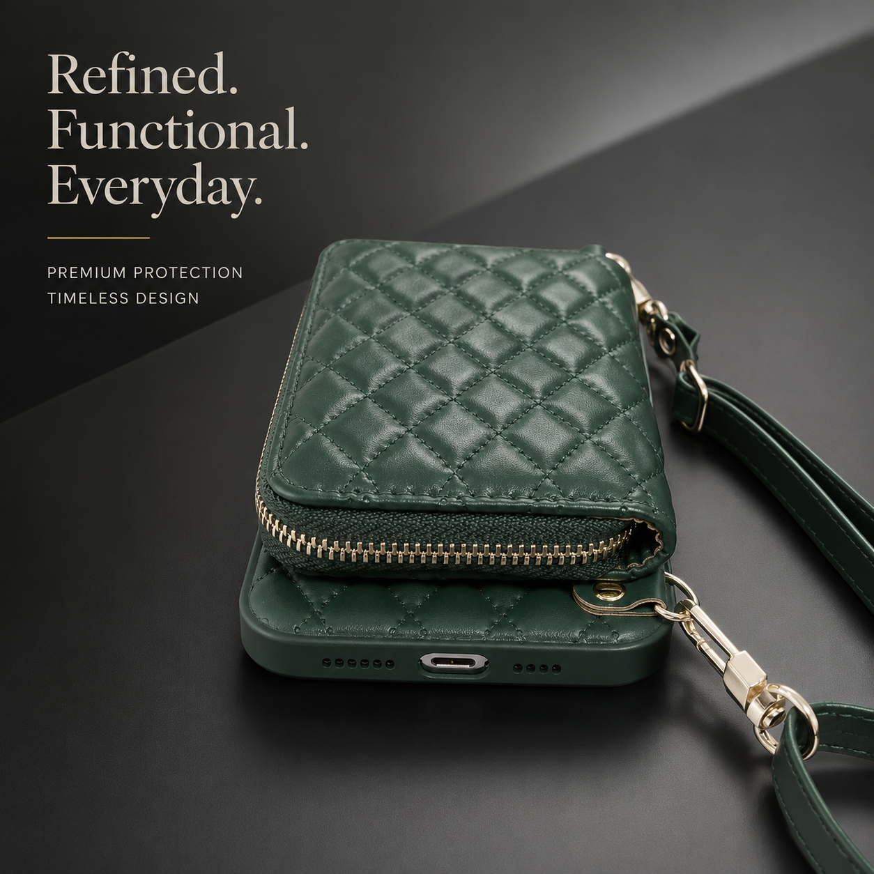 Premium MagSafe iPhone Case Wallet Crossbody PU Leather Zipper Pouch Card Holder Strap Magnetic Closure Shockproof Protective Cover