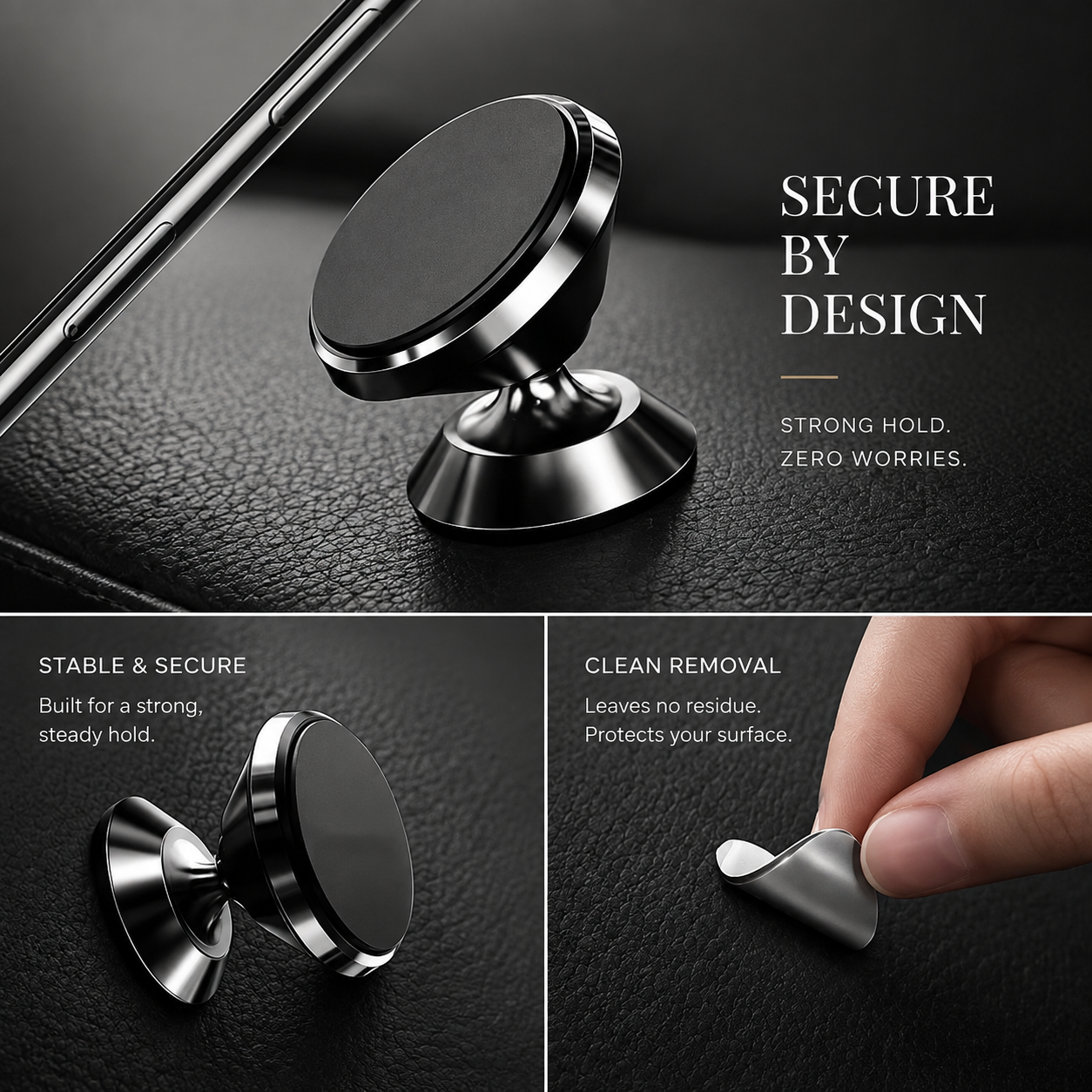 Premium Magnetic Car Phone Holder Strong Magnet Dashboard Mount Air Vent Phone Stand 360° Rotation GPS Navigation Hands-Free Compatible with iPhone
