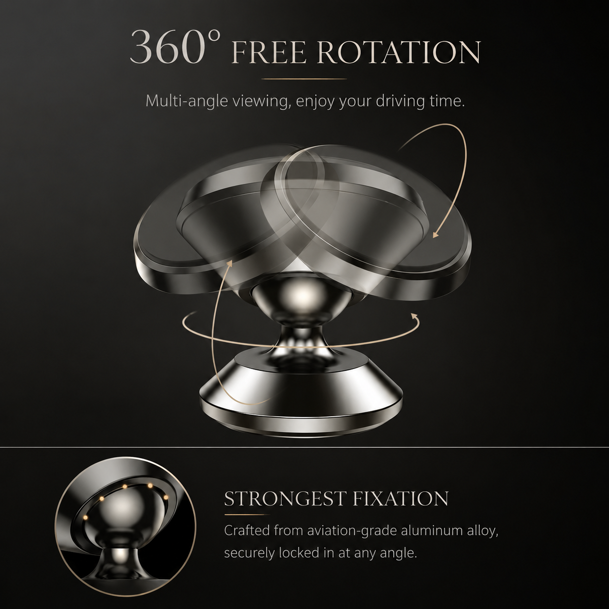Premium Magnetic Car Phone Holder Strong Magnet Dashboard Mount Air Vent Phone Stand 360° Rotation GPS Navigation Hands-Free Compatible with iPhone