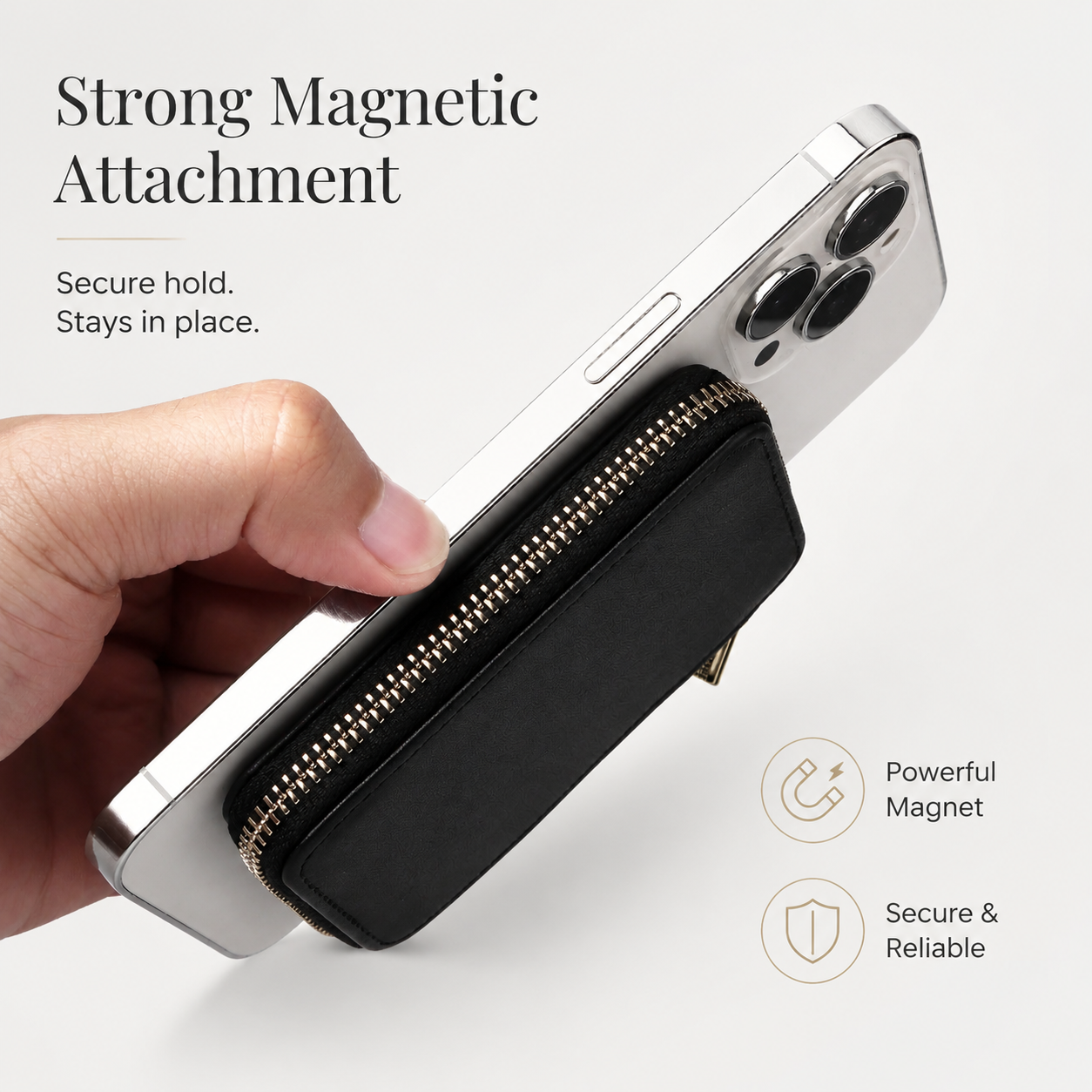 Premium Magnetic Leather Wallet MagSafe Card Holder RFID Blocking Slim Wallet Case Card Storage Lanyard Support Compatible with iPhone