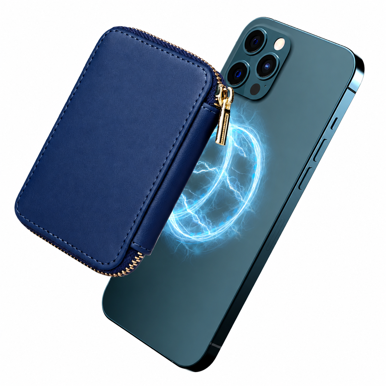 Premium Magnetic Leather Wallet MagSafe Card Holder RFID Blocking Slim Wallet Case Card Storage Lanyard Support Compatible with iPhone
