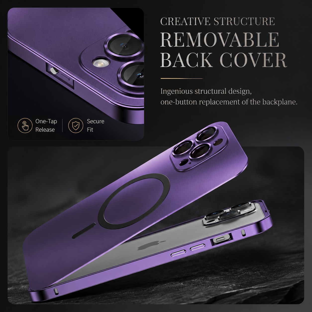 Premium Magnetic Metal iPhone Case Aluminum Frame Shockproof Slim Protective Cover Lens Film Protection Transparent Back Luxury Design