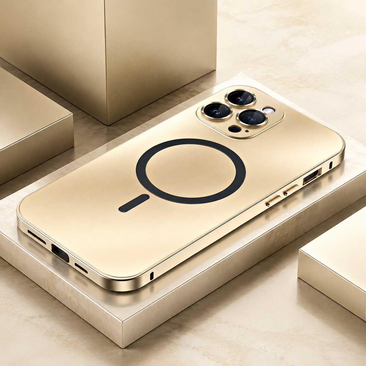Premium Magnetic Metal iPhone Case Aluminum Frame Shockproof Slim Protective Cover Lens Film Protection Transparent Back Luxury Design