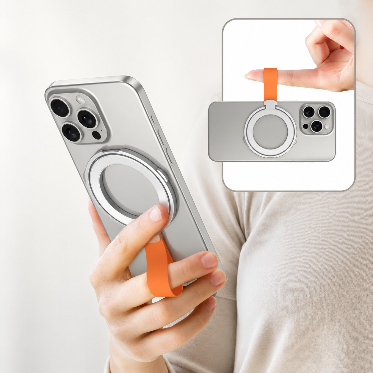 Premium Magnetic Phone Grip Stand MagSafe Finger Ring Holder Hand Strap Kickstand Magnetic Phone Holder Car Mount Desk Stand Compatible with iPhone
