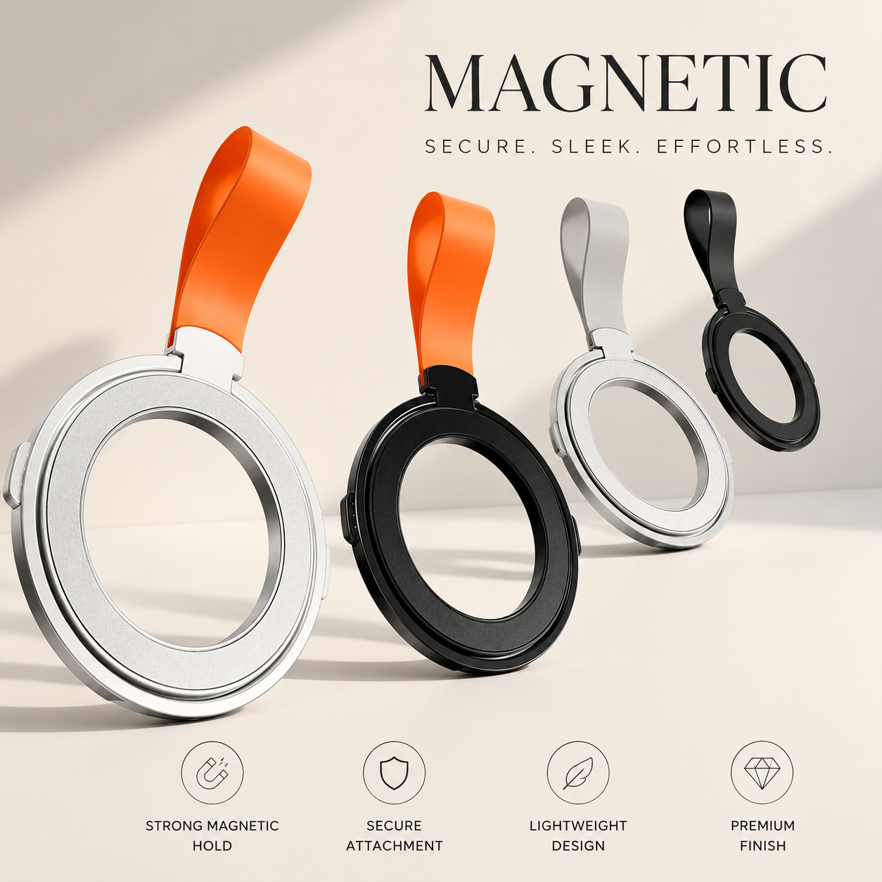 Premium Magnetic Phone Grip Stand MagSafe Finger Ring Holder Hand Strap Kickstand Magnetic Phone Holder Car Mount Desk Stand Compatible with iPhone