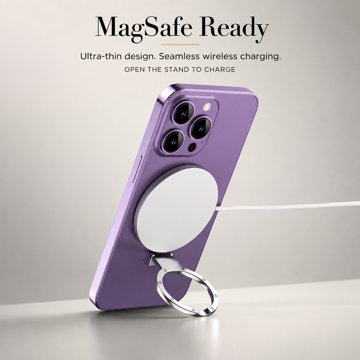 Premium Magnetic Phone Ring Holder for MagSafe 360° Rotating Phone Grip Stand Detachable Foldable Magnetic Finger Holder Kickstand Compatible with iPhone