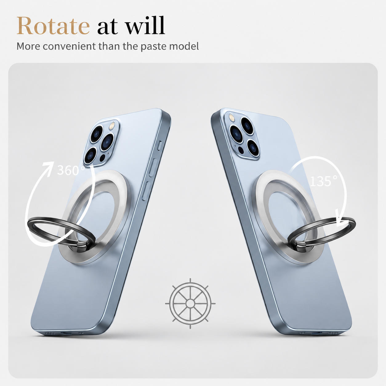 Premium Magnetic Phone Ring Holder for MagSafe 360° Rotating Phone Grip Stand Detachable Foldable Magnetic Finger Holder Kickstand Compatible with iPhone