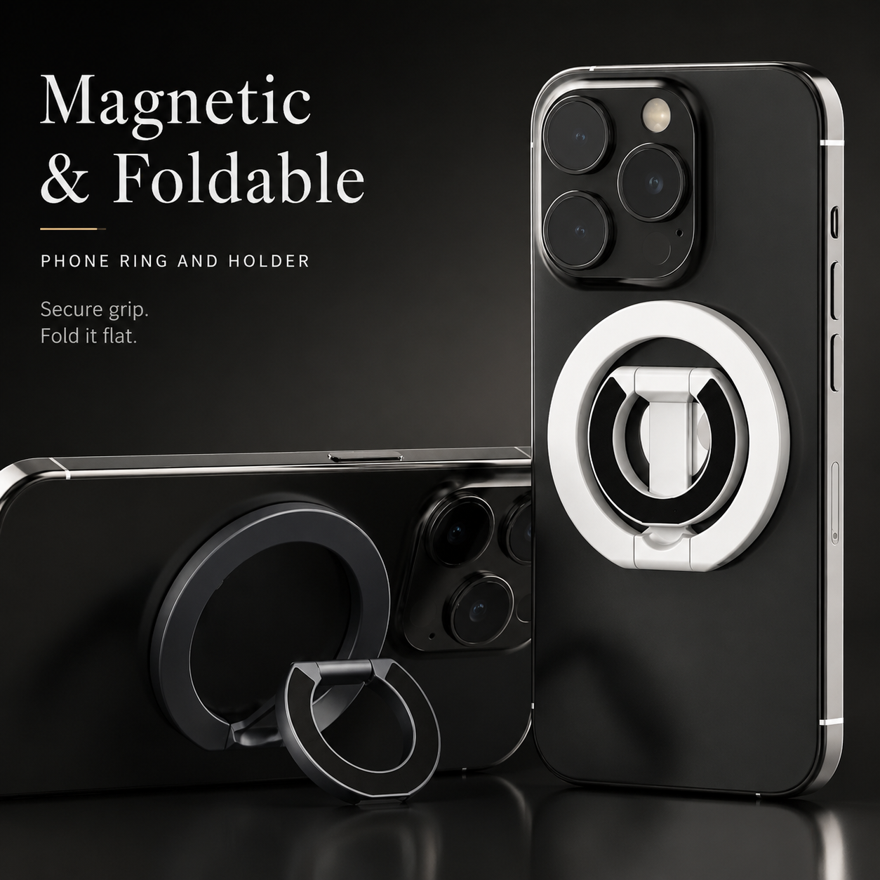 Premium Magnetic Ring Holder MagSafe Phone Grip Stand Double Sided Magnetic Finger Ring Holder Dual Magnet Kickstand Compatible with iPhone