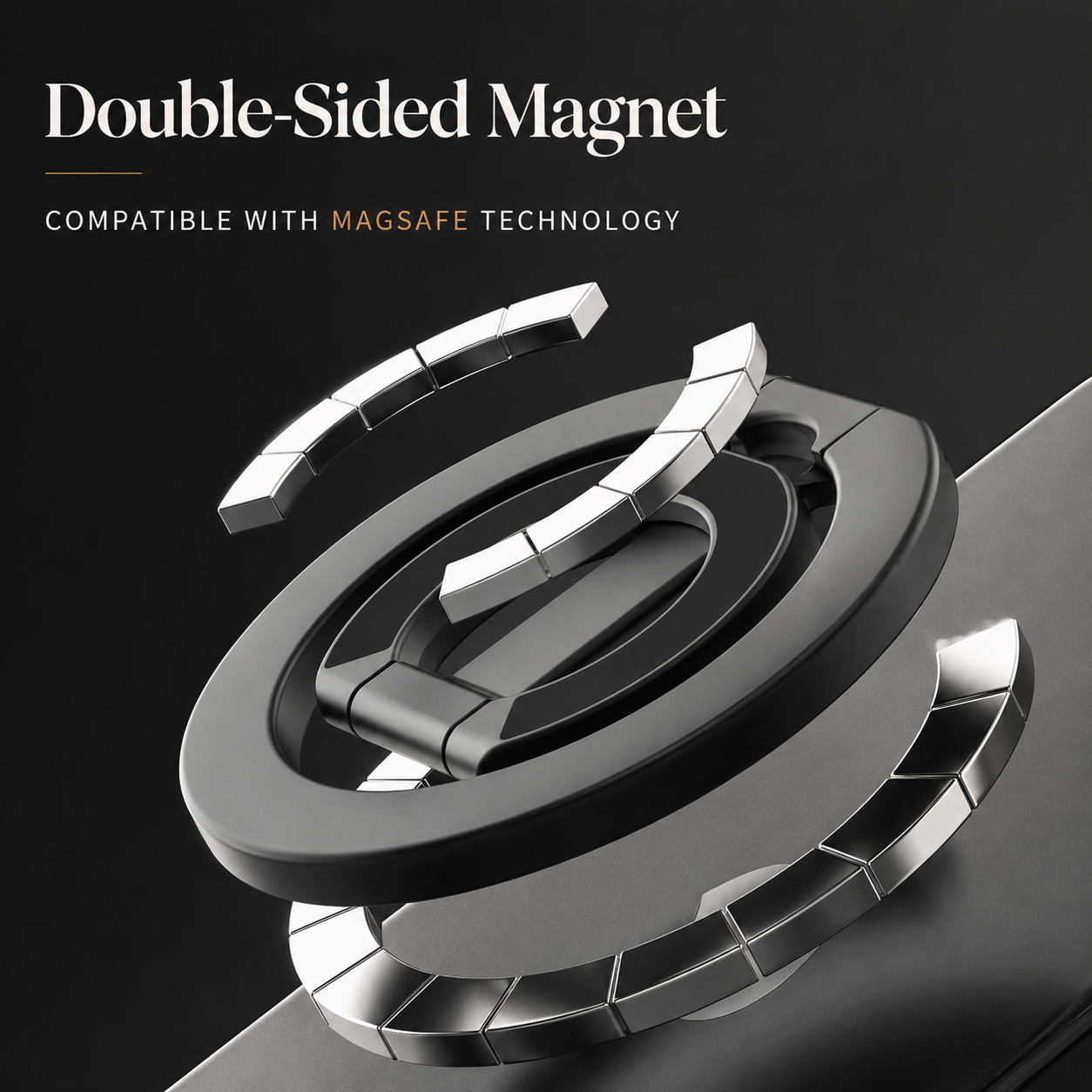 Premium Magnetic Ring Holder MagSafe Phone Grip Stand Double Sided Magnetic Finger Ring Holder Dual Magnet Kickstand Compatible with iPhone