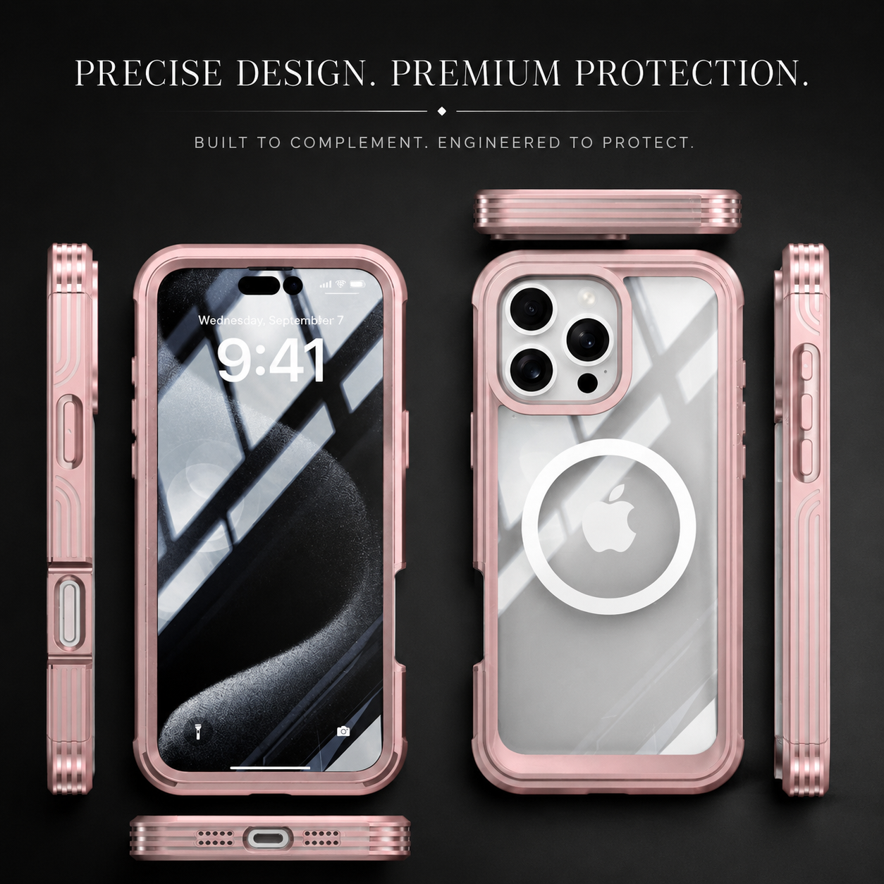 Premium Magnetic iPhone Case Full Body Tempered Glass MagSafe Compatible Shockproof Cover 360 Protection Wireless Charging Slim Protective Design