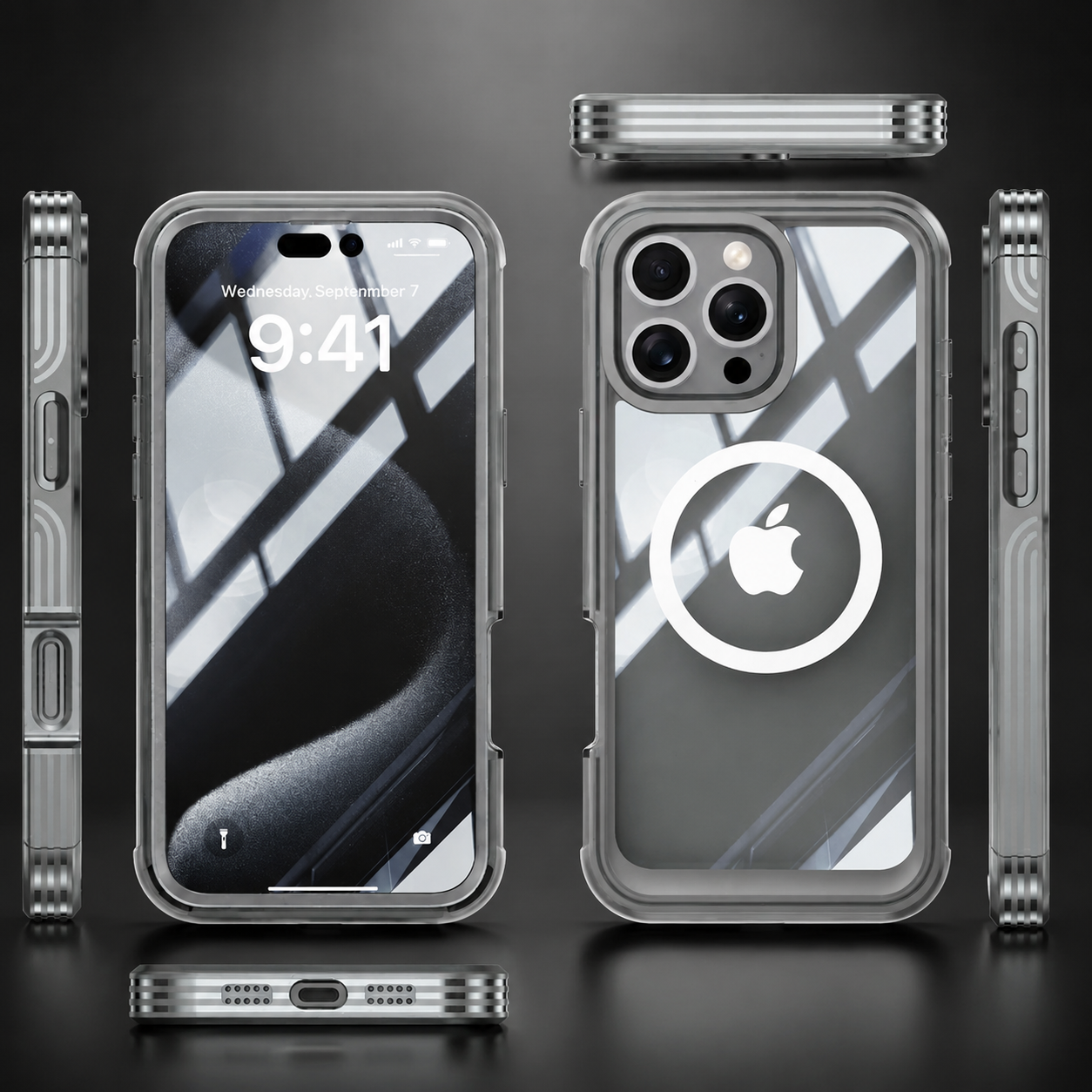 Premium Magnetic iPhone Case Full Body Tempered Glass MagSafe Compatible Shockproof Cover 360 Protection Wireless Charging Slim Protective Design