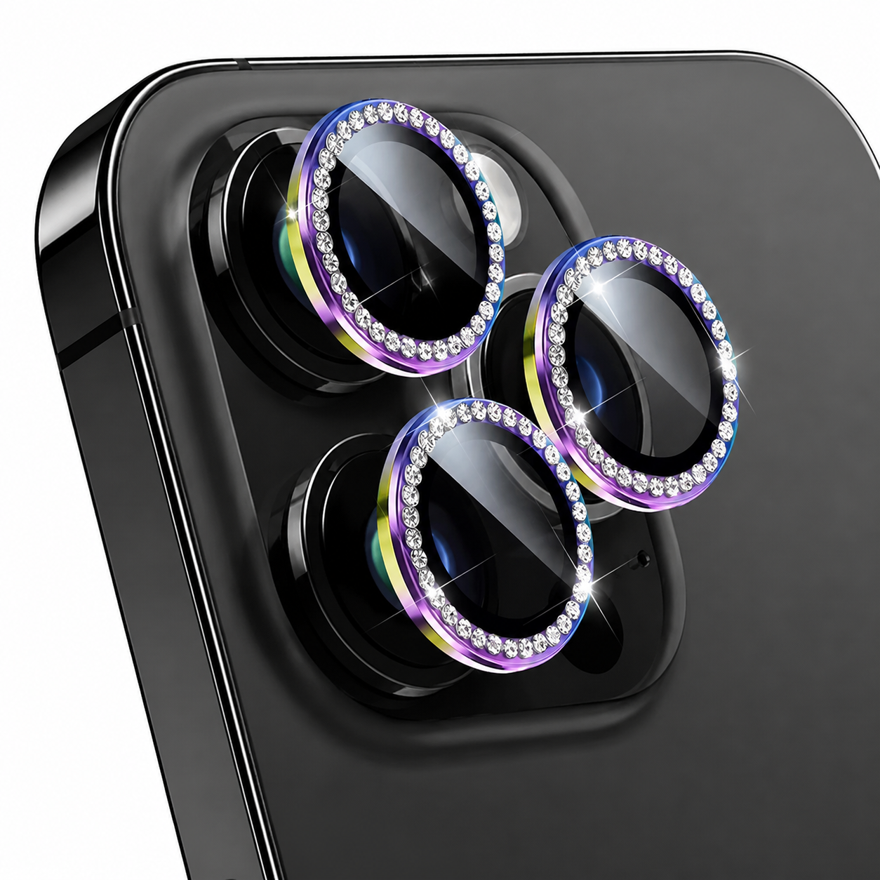 Premium Metal Camera Lens Protector Tempered Glass Camera Lens Cover Scratch Resistant Shockproof Anti-Dust Protective Ring Compatible with iPhone