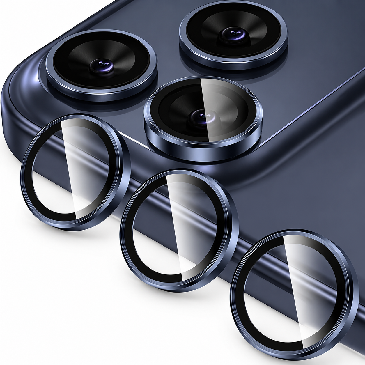 Premium Metal Camera Lens Protector Tempered Glass Camera Lens Cover Scratch Resistant Shockproof Anti-Dust Protective Ring Compatible with iPhone