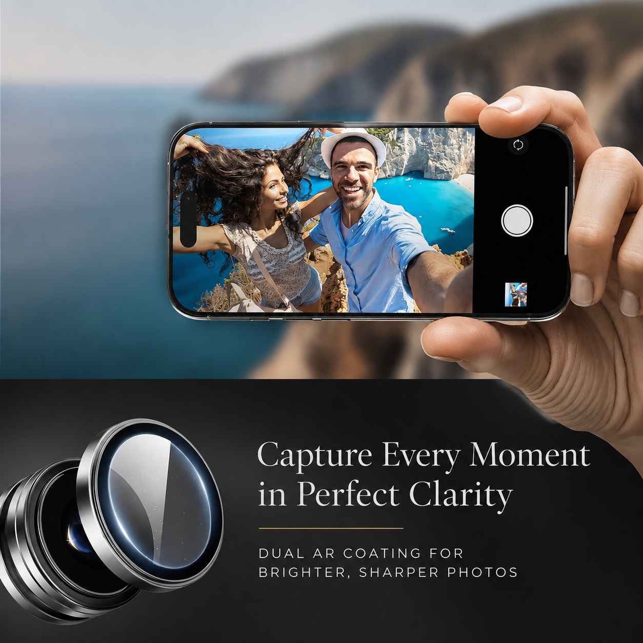 Premium Metal Camera Lens Protector Tempered Glass Camera Lens Cover Scratch Resistant Shockproof Anti-Dust Protective Ring Compatible with iPhone