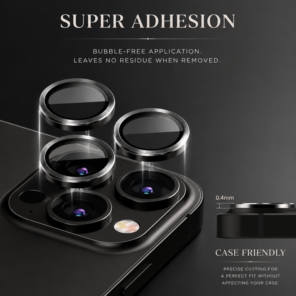 Premium Metal Camera Lens Protector Tempered Glass Camera Lens Cover Scratch Resistant Shockproof Anti-Dust Protective Ring Compatible with iPhone
