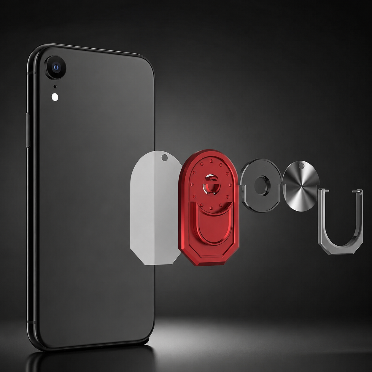 Premium Metal Finger Ring Phone Holder 180° Rotating Phone Grip Stand Universal Finger Ring Kickstand Adhesive Smartphone Holder Compatible with iPhone