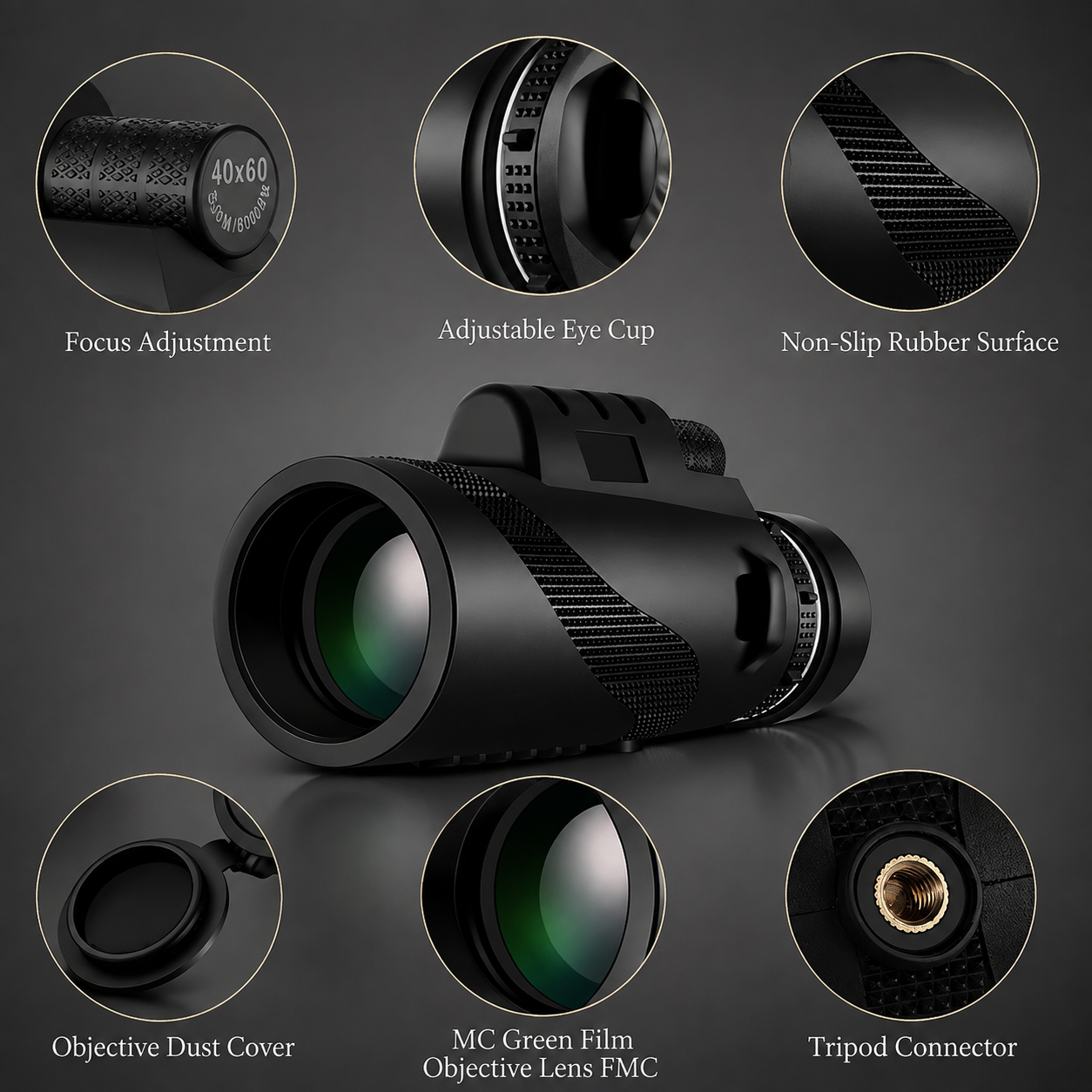 Premium Portable Zoom HD Monocular Telescope 80x100 Long Range High Power Scope FMC BAK4 Optics Phone Tripod Outdoor Travel Hunting Compatible with iPhone