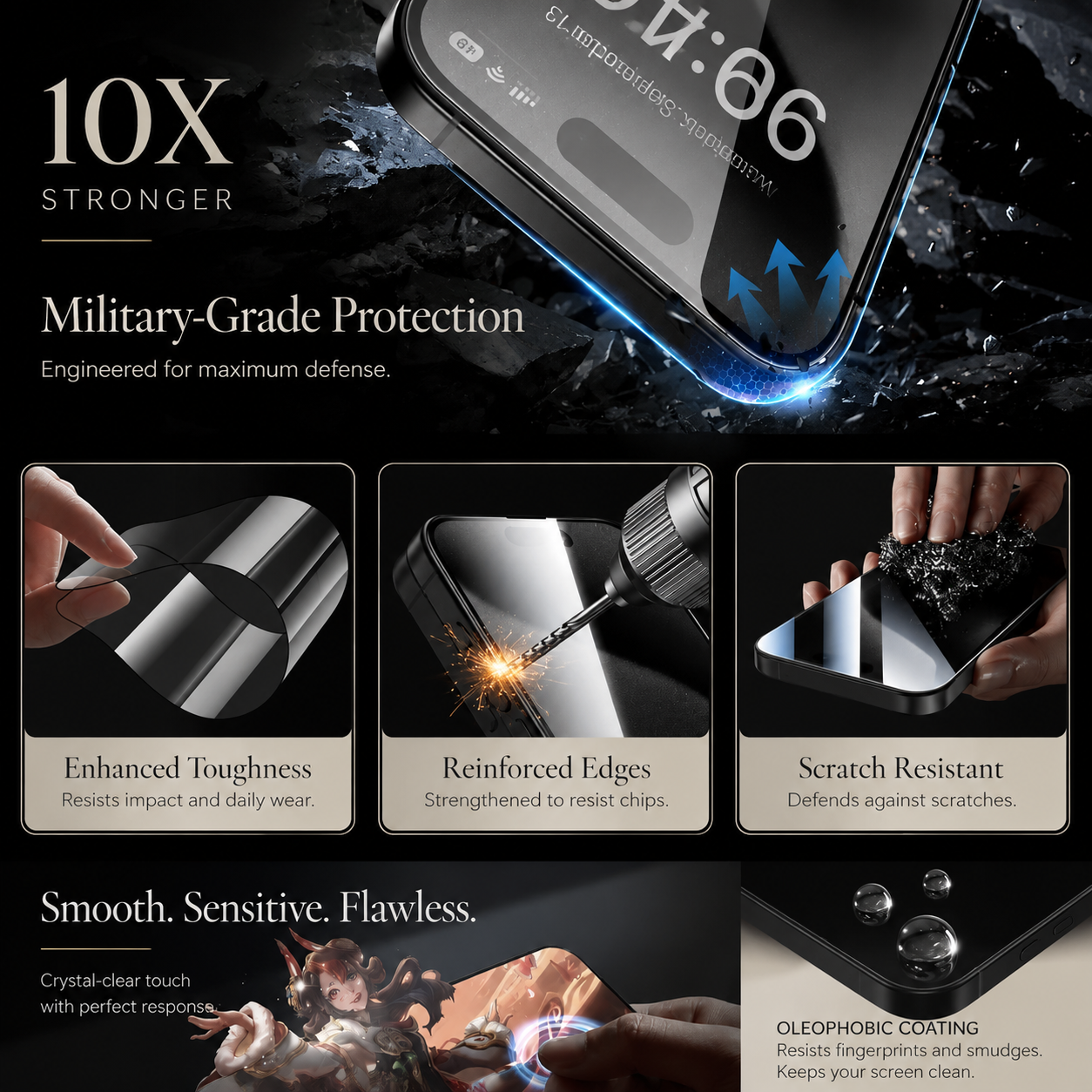 Premium Privacy Screen Protector Tempered Glass Anti Spy HD Full Coverage Oleophobic Anti Fingerprint Scratch Resistant Compatible with iPhone